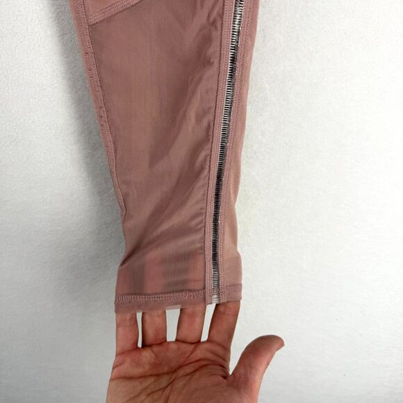 Abercrombie & Fitch Rose Pink Leggings Plastic Ribbed Side Womens Size S - Picture 10 of 14